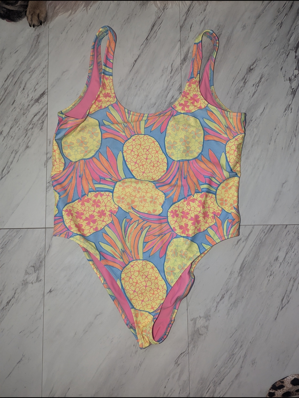 chubbies Pineapple Print One-Piece Swimsuit - Pink/Blue/Yellow